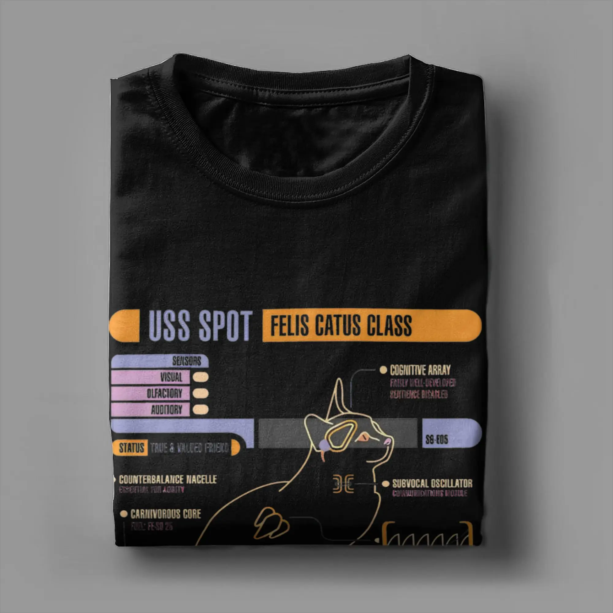 USS Spot Cat Stars-Treks Fashion T Shirts for Men Women  Pure Cotton  Tee Shirt Clothing