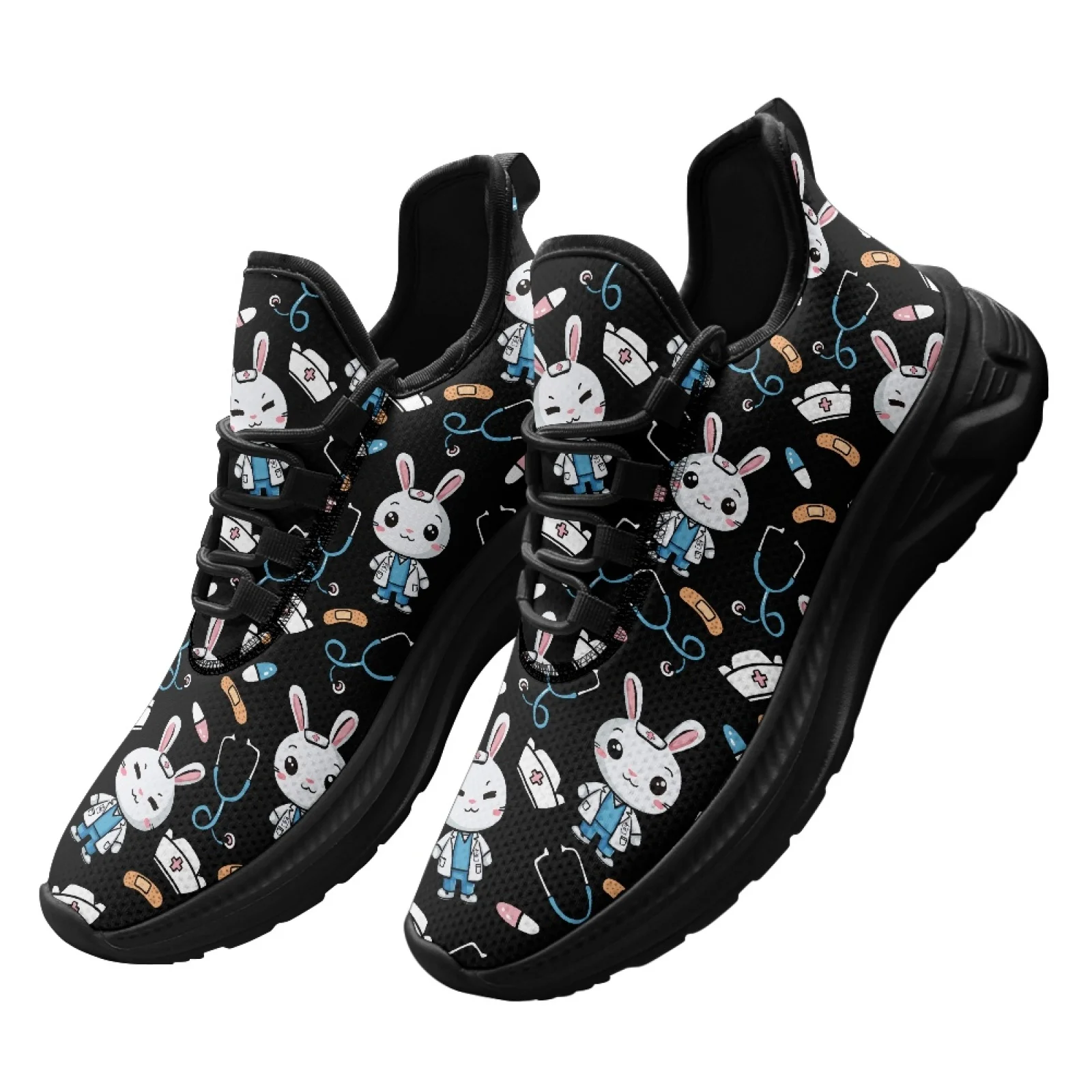 PENSTROLL Cute Medical Bunny Slip On Men's Running Shoes for Mens Hiking All-Season, Comfortable Men's Mesh Sneakers Oxfords