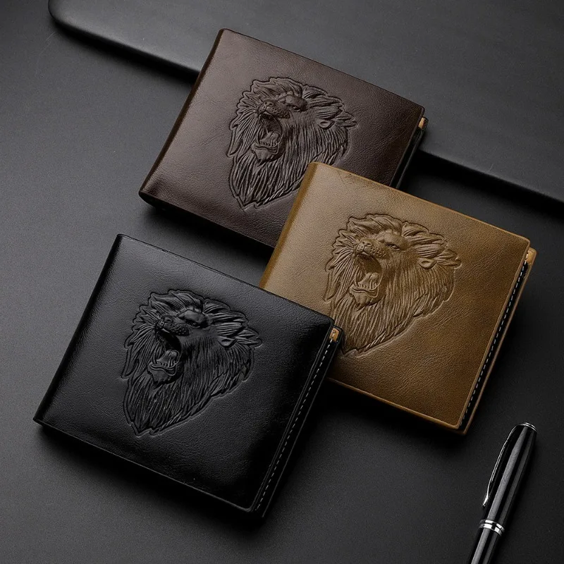 New Style  Men's Personalized Three-Fold Wallet 2024 Fashion Multi-Card Credit Card Holder Zipper Coin Short Black Wallet Men