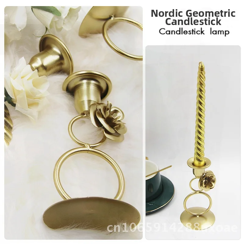 European-Style Golden Romantic Iron Candlestick Iron Flower Party Wedding Table Decoration Ring