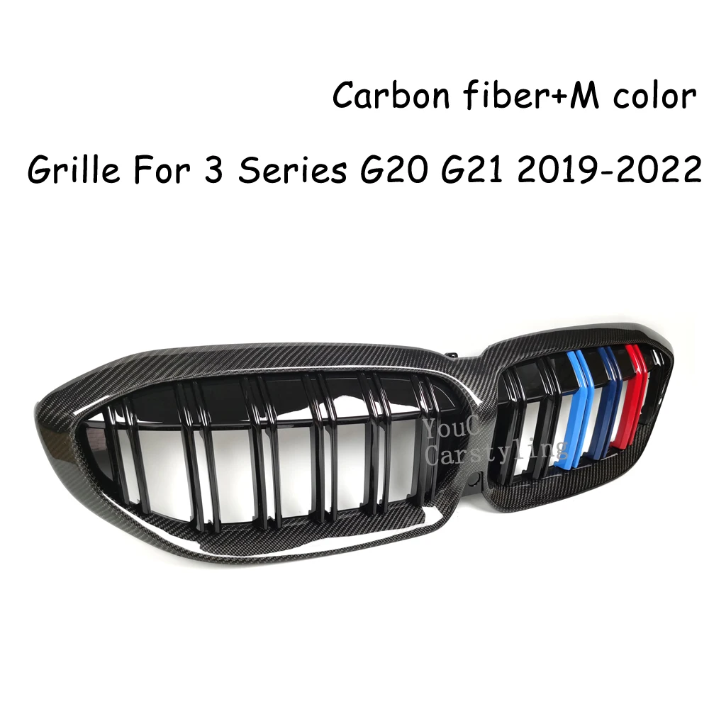 G20 Carbon Fiber M Color Front Replacement Grills Kidney Grille For BMW New 3 Series G21 G28  318i 320i 330i M340i 2019 -2022