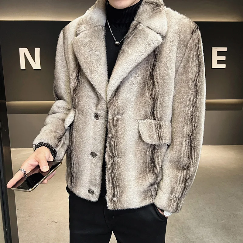 

High Quality Winter Coat North American Golden Eagle Fur Coat Men's Casual Lapel Coat Standard Version Fur Sewing High Quality