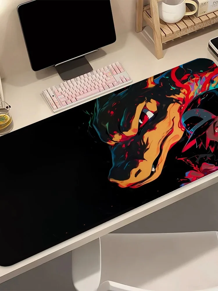 Gigantamax Charizard P-Pokémon Mauspad Große Erweiterte Tastaturmatte mit Genähten Kanten Ideal für Anime-Sammler & Gamer-Geschenke