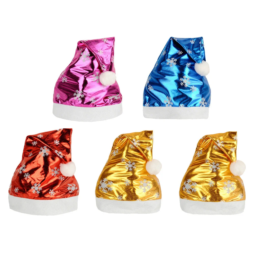 

5pcs Christmas Hat Santa Snowflake Design Premium Material Holiday Party Decoration Gift For Adults Fashion Festival