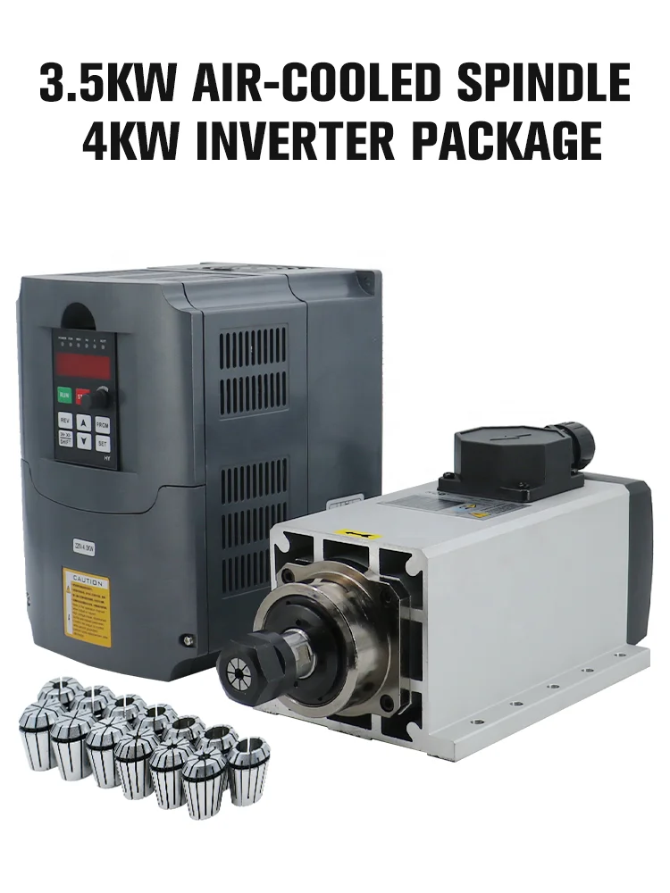 HLTNC 3.5KW ER20 square Fly-edge Junction Box Spindle 18000RPM 4 kW Converter Collet Set for CNC