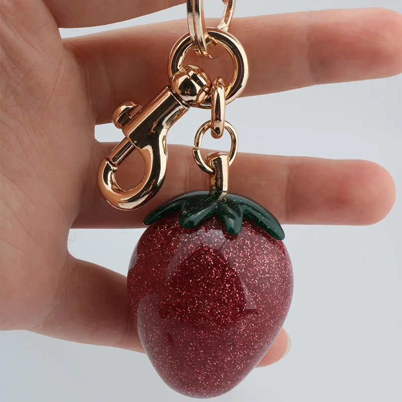 Luxury Strawberry Bag Charm Keychain Red Strawberry Keyring for Elegant Women Backpack Purse Pendant Jewelry Accessories Gift