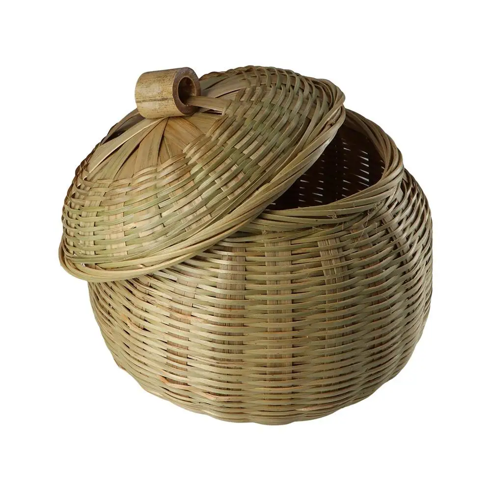 Hand-Woven Practical Durable Decorative Wear-resistant Food Bread Table Wicker Tray with Lid Rattan Box Storage Basket