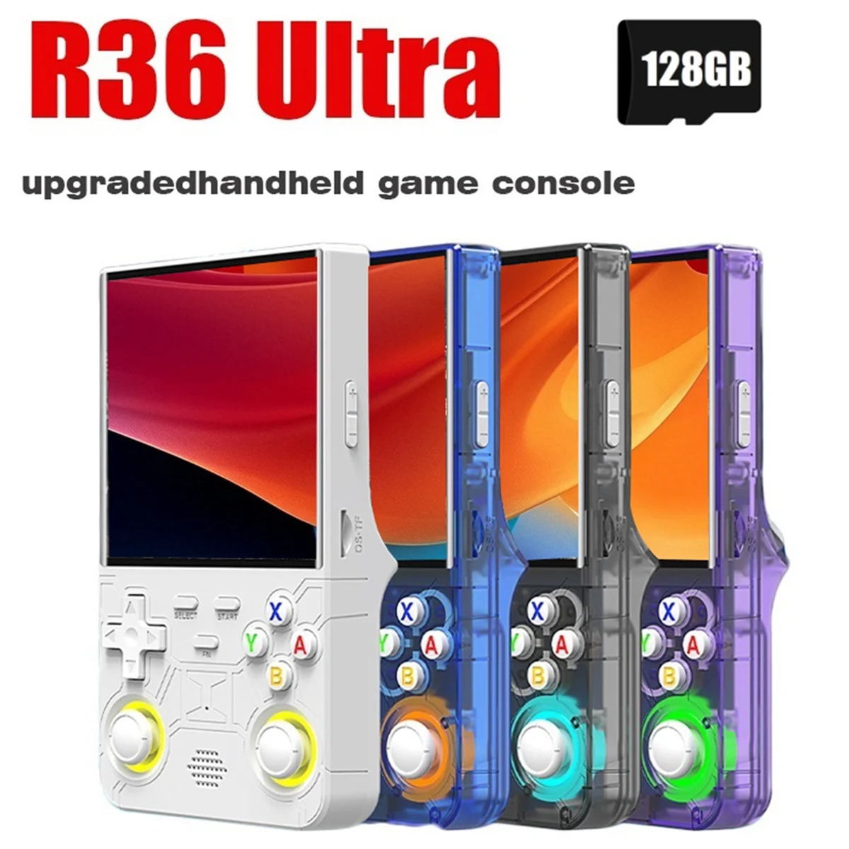 2025+R36 Ultra Retro Handheld Video Game Console 128GB 20000+ Games 4.0 Inch Screen 3D Joystick Linux Portable Game Player A