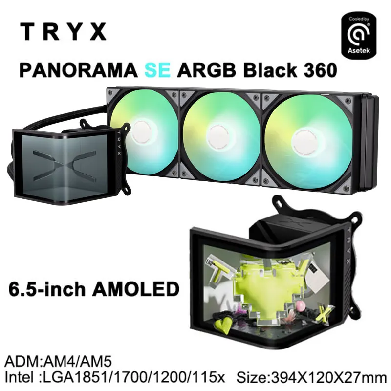 TRYX PANORAMA SE 360 ARGB CPU オールインワン水冷クーラー、6.5