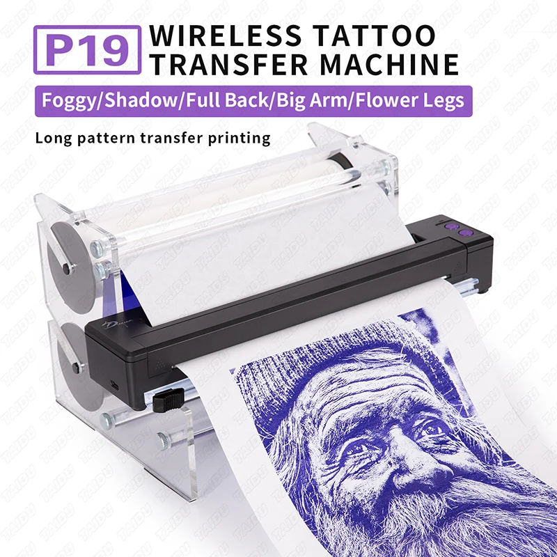 TAIDU Tattoo Printer P19 Tattoo Stencil Printers Bluetooth Thermal Printer Tattoo Printing Tattoo Stencil Tattoo Equipment
