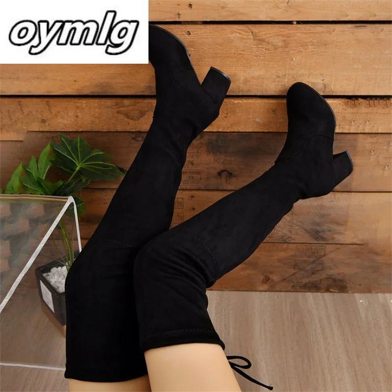 2024 autumn and winter new knee high boots for women, slimming and elastic boots, high heels, high boots, thick heels, long