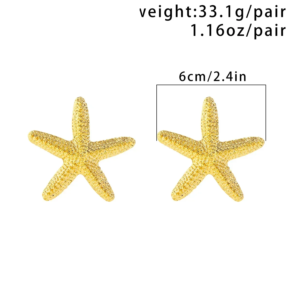 Pendientes de gota de estrella de mar de Metal creativo para mujer, pendientes grandes de Color dorado, encanto de tendencia, joyería estética de playa