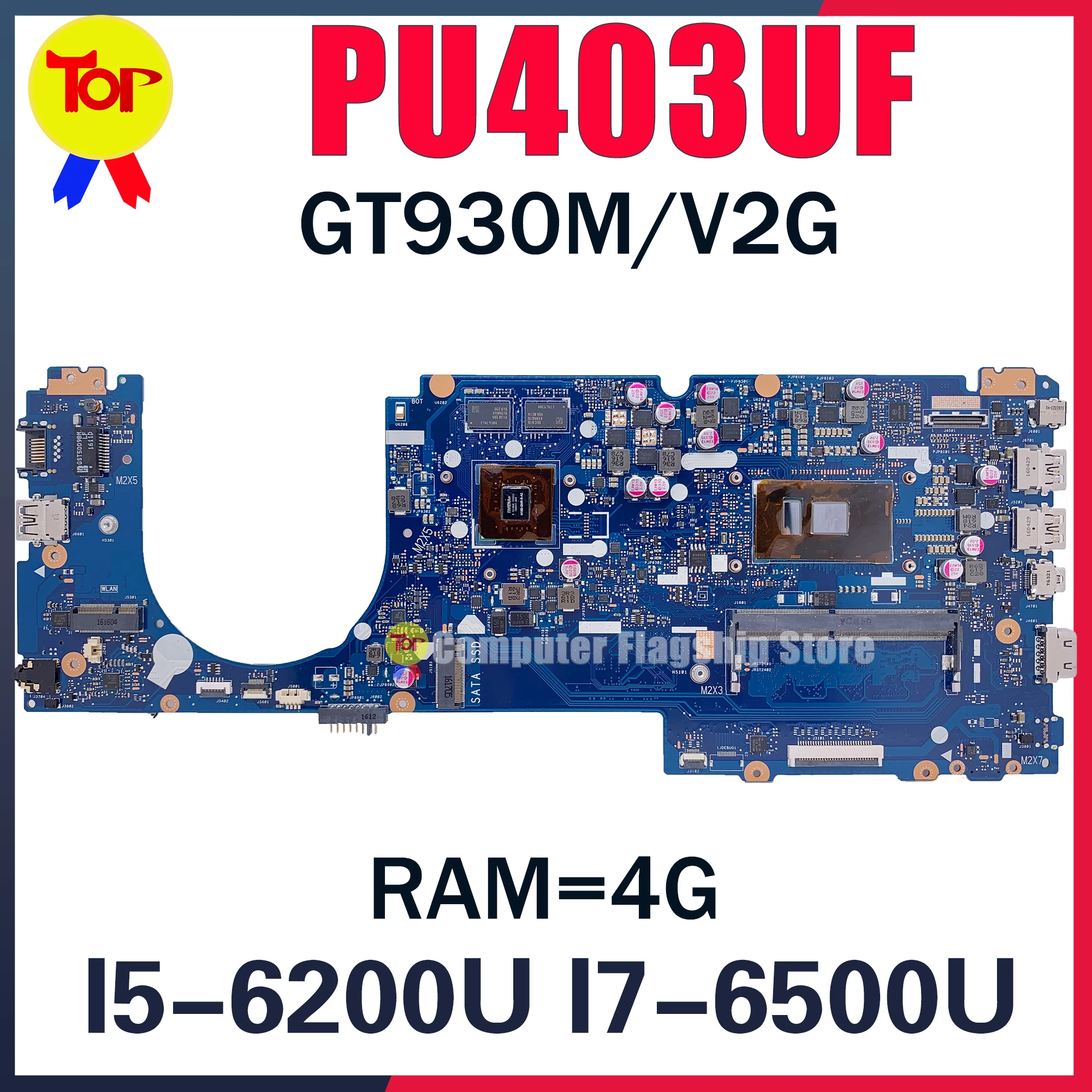 PU403UF Laptop Motherboard For ASUS PU403UA PU403U GT930M I3 I5 I7-6TH GEN CPU 4G-RAM Mainboard 100% Working TEST