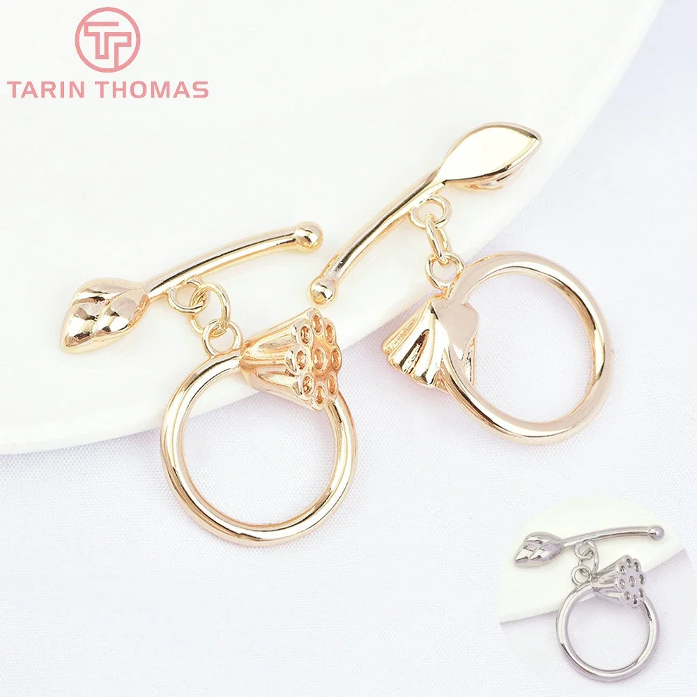 

(7099) 6 Sets O:17.5x20.5MM 24K Gold Color Brass Lotus Root O Toggle Clasps High Quality Diy Jewelry Making Findings Accessories