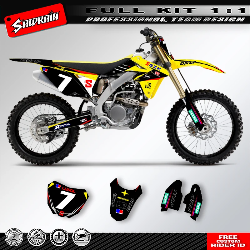

Наклейки на мотоцикл Sawrain, комплект наклеек с графикой команды для SUZUKI RMZ250 2010 2011 2012 2013 2014 2015 2016 2017 2018 004