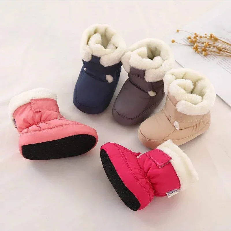 Mother Kids Baby Shoes First walkers Unisex Winter Warm Boots For Infant  Faux Fur Inner Snow  Toddler Prewalker Bootie