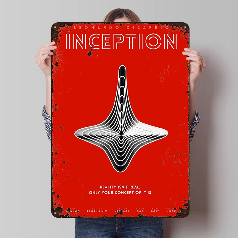 Inception Movie Printed Poster Customized Retro Wall Art Vintage Metal Tin Signs for Interior Decoration Living Room Decor Men