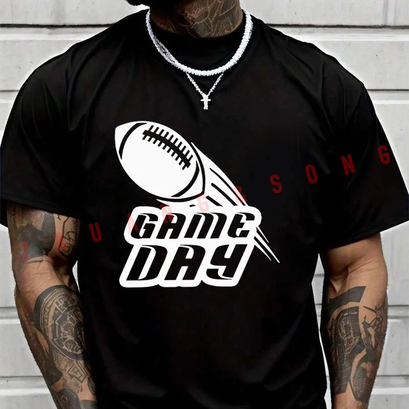 

American Football Game Day Men's Fashion T-shirt Casual Trendy Tshirts For Summer Comfortable Short Sleeve Tops