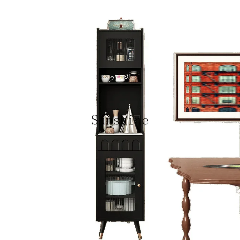 American retro style dining side cabinet integrated against the wall modern simple rock slab storage