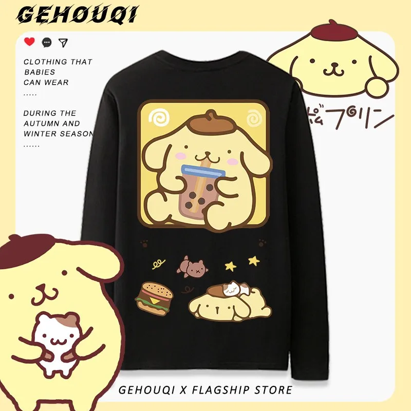 

Sanrio Animation Around T-shirt Women Long Sleeve Ins Trend 2024 New Pudding Dog Co-branded Children's Clothes Autumn