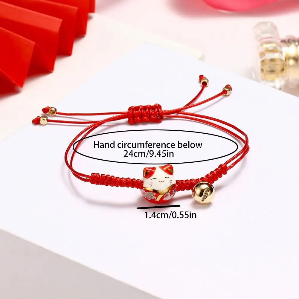 Women Ceramics Cat Braided Rope Temperament Transfer Lucky Zodiac Hand Rope Women Gifts Fashion Jewelry Red Rope Bracelet