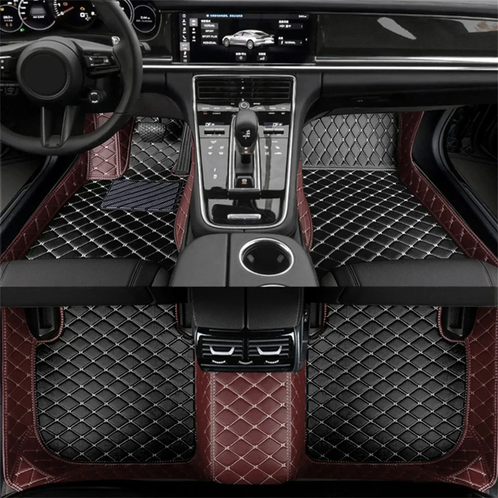 Color Splicing Car Floor Mats for Lexus ES ES300h 2018-2025 2013-2017 CT200h 2010-2019 Car Accessories Artificial Leather - view 3