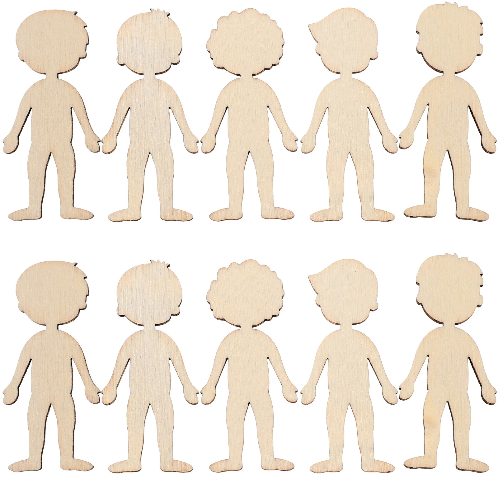 50 قطعة من القواطع الخشبية على شكل شكل شخصية رقائق خشبية غير مكتملة لملحقات الكتابة على الجدران اليدوية #4