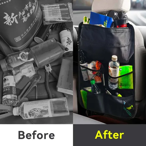 Imagen 2 del producto Bolsa de almacenamiento con múltiples bolsillos para respaldo de coche, Protector de soporte para tableta para niños, organizador de asiento de coche, bolsa Oxford multifuncional