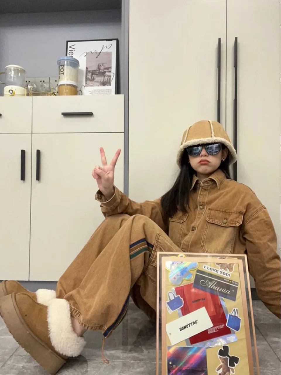 Ele High-Waisted Denim Jumpsuit Women's Faion Slimming One-Piece Suit Long Pants Design Sensation New 2024