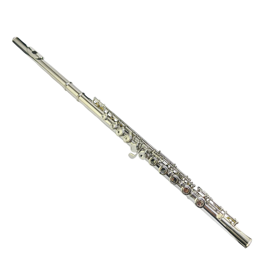 

High quality nickel plated button C-tone 16 hole flute with E-key white copper tube body, left and backhand flute