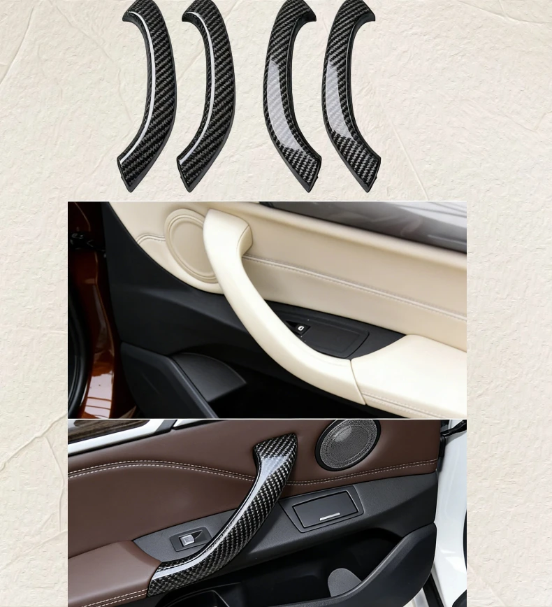 Real Carbon Fiber Car Interior Front Rear Left Right Door Pull Handle Outer  Replacement For BMW X1 X2 F48 F49 F39 E84 2011-2020