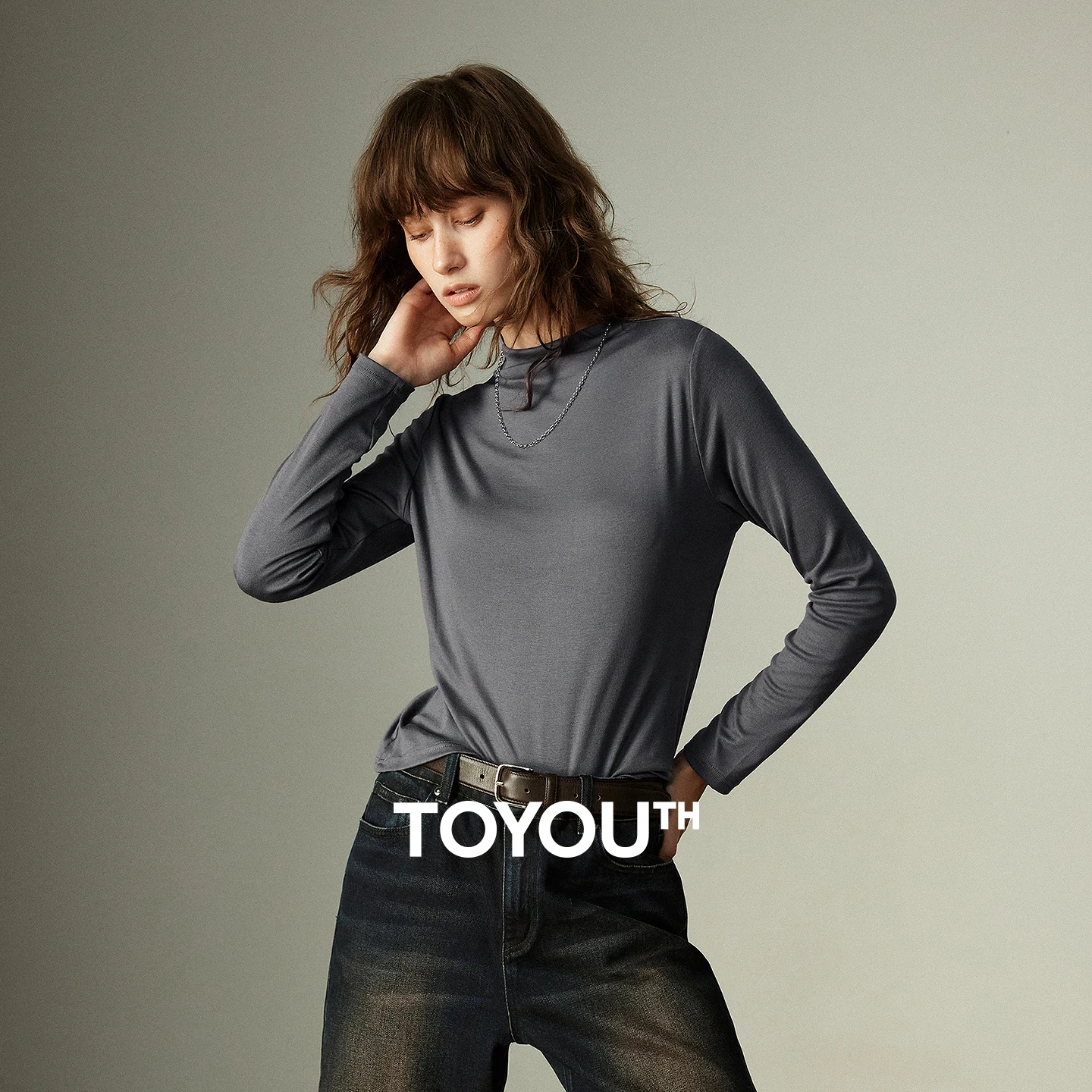 

TOYOUTH Women T-shirts 2025 Winter New Minimalist Solid Color Half-high Collar Soft Skin-friendly Undershirt Tops