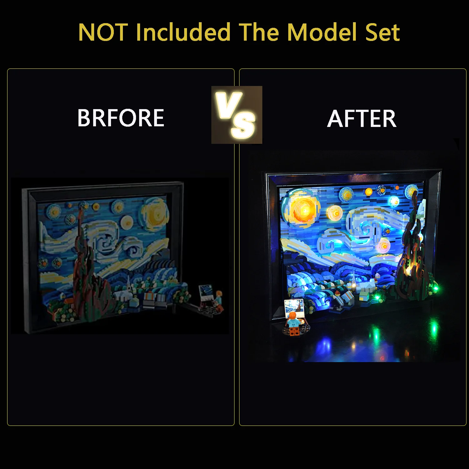 LED-verlichtingsset compatibel met Lego 21333 Vincent van Gogh The Starry Night-bouwstenen (exclusief de modelstenen)