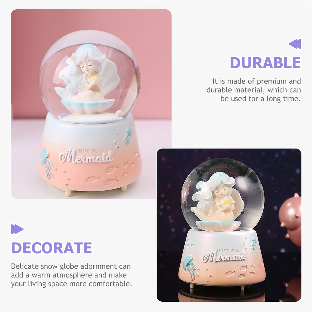 

Shell Mermaid Jewelry Car Interior Decoration Snow Globe for Girls Home Tabletop Birthday Gift
