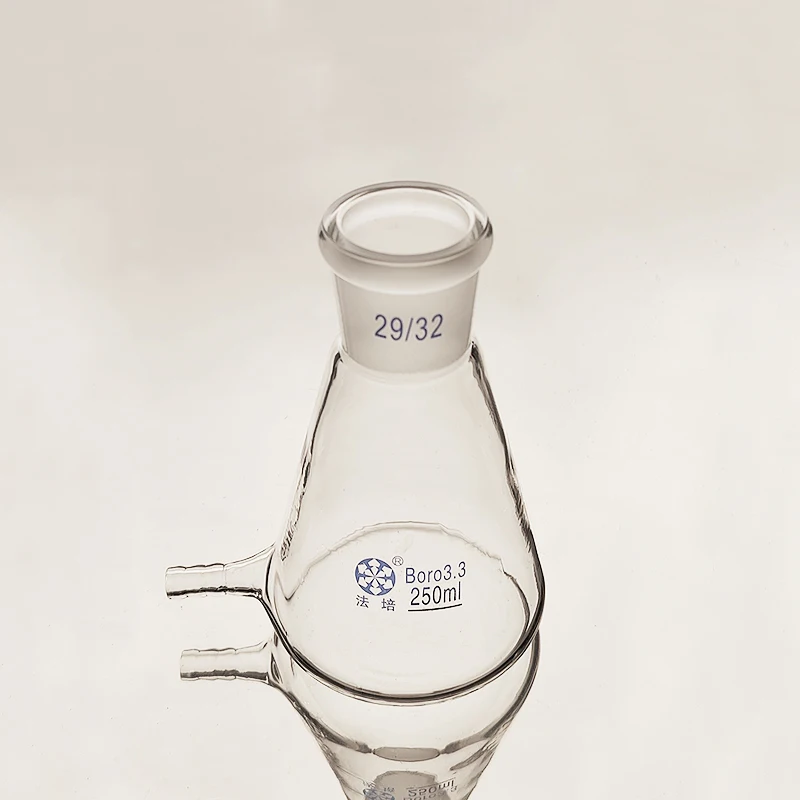 FAPEI Filtering flask with Lower tube,Capacity 250mL,Joint 29/32,Triangle flask with tubules,Lower tube conical flask