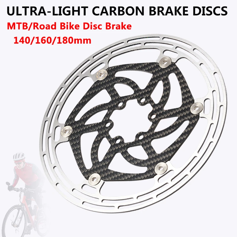 RACEWORK Bike Disc Brake Carbon Fibre Disc Rotors 140mm/160mm/180mm Road MTB Bicycle 6 Screw Center Lock Rotor