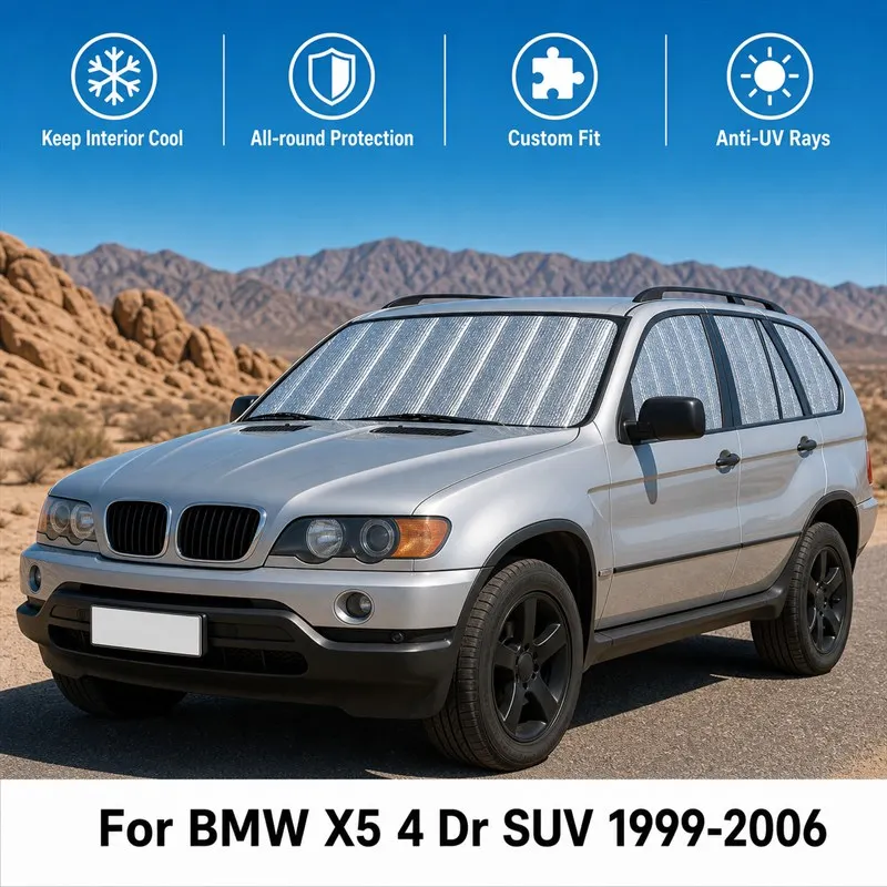 

For BMW X5 4 Dr SUV 1999-2006 Full Set Car Window Sunshades UV Block Privacy Heat Insulated Foldable Car Curtain