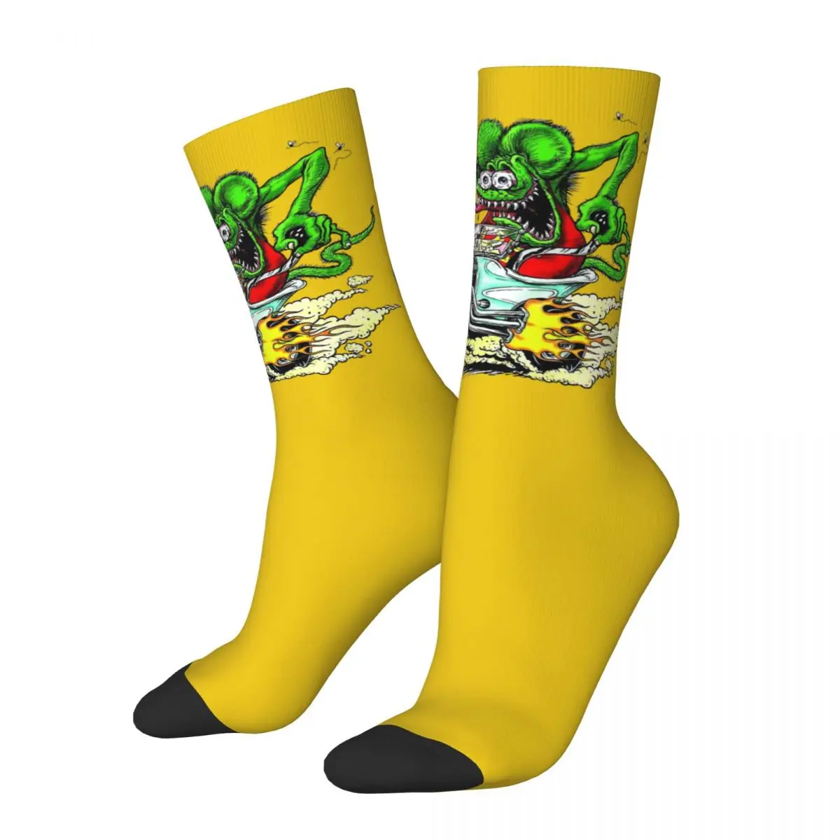 Chaussettes unisexes impression 3D RNCan, chaussettes de cyclisme Harajuku Tales of the Rat Fink 4 Intéressant Four Seasons