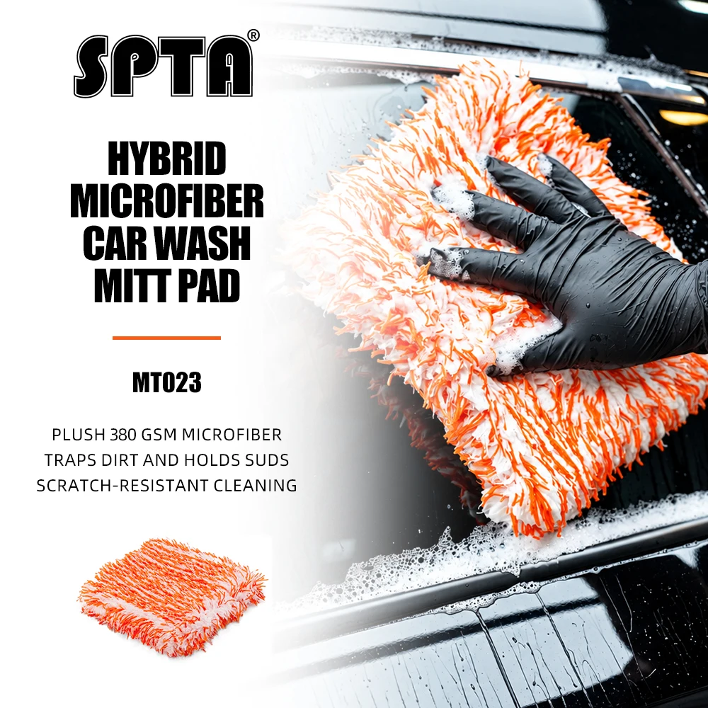 SPTA 1Pc Hybrid Wash Soft Plush Absorbent Microfiber Car Wash Sponge Mitt Pad 25*21.5 cm