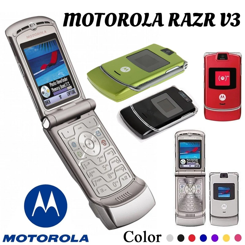 MOTOROLA RAZR V3 Refurbished 90% New-Original Unlocked Clamshell Bluetooth Mobile Phone GSM 850/900/1800/1900 Phone Good Quality