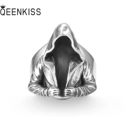 QEENKISS 925 Sterling Silver Vintage Cloak Ring for Men Jewelry Wholesale Birthday Wedding Party Boyfriend Father Gift RG6977