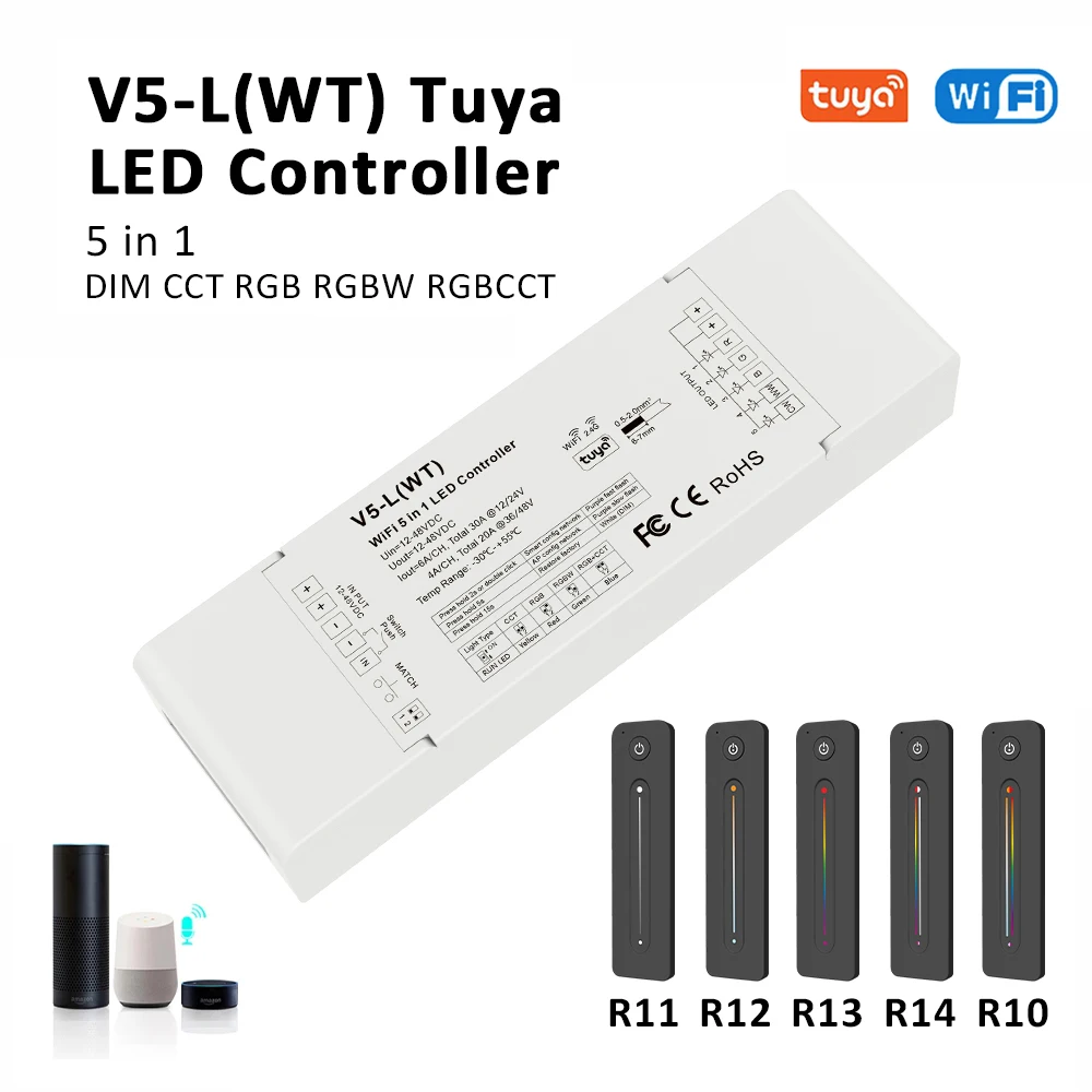 

Skydance V5-L LED Strip Control Tuya Smart Life Single Color Dimmer RGBW RGB CCT RF 2.4G Wifi Touch Remote Controller