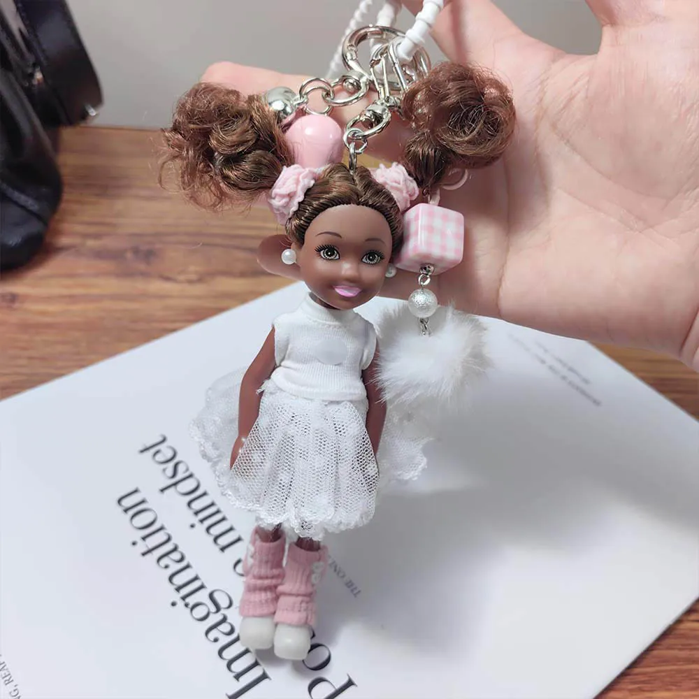 

Милая черная кожа, африканская кукла принцессы для девочек, брелок с подвеской, милое балетное платье, модная сумка, декор, подвижная кукла, лучший подарок