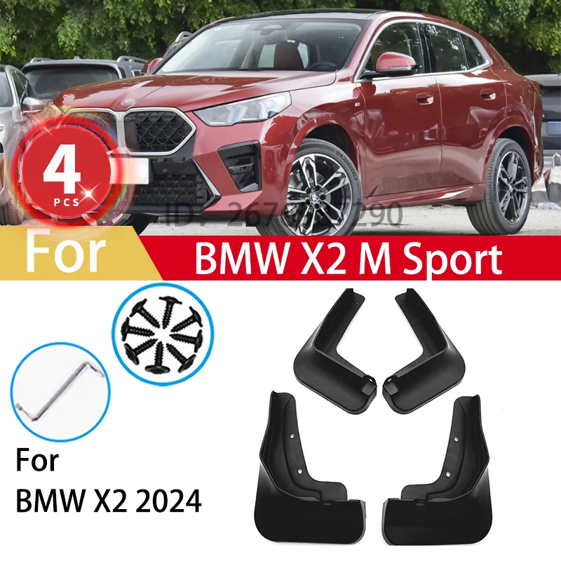 

For BMW X2 M Sport 2024 Mud Flaps Splash Guards Fender MudFlaps Front Rear 4pcs Mudguards Car Protection Accessories