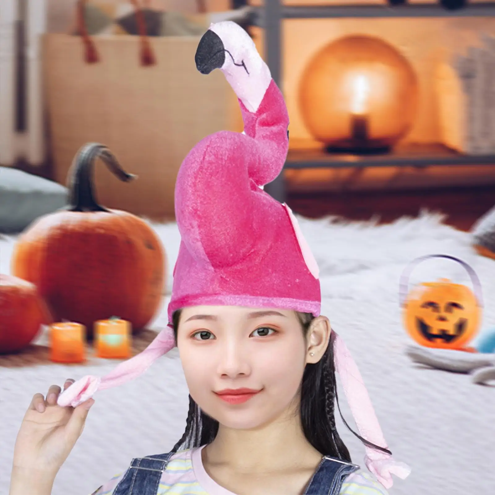 Flamingo Hat Cosplay Headwear Cap Pink Headgear Plush Animal Hat for Festival