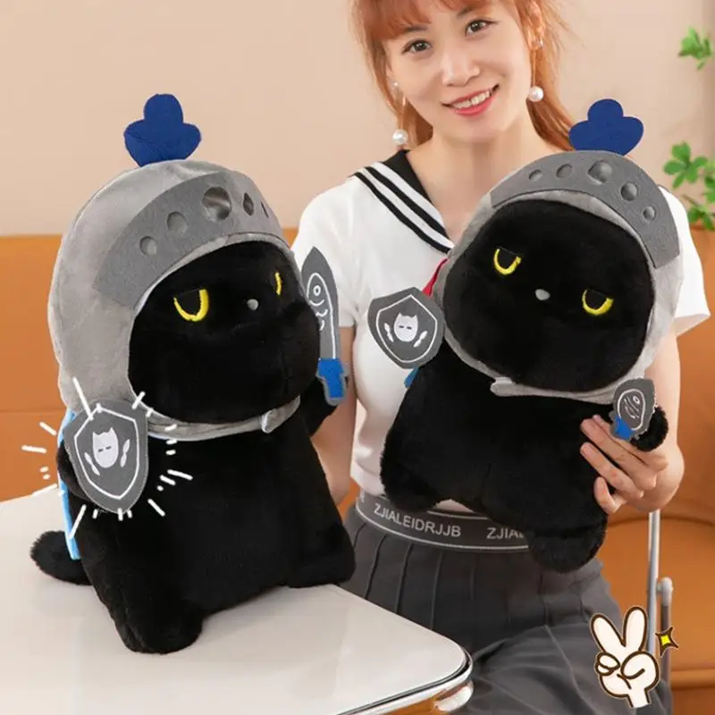 Cat Knight Plush Black Cat Stuffed Animals Plush Adorable Stuff Toys Collectible Cat Stuffed Animal Black Cat Stuffed Animals