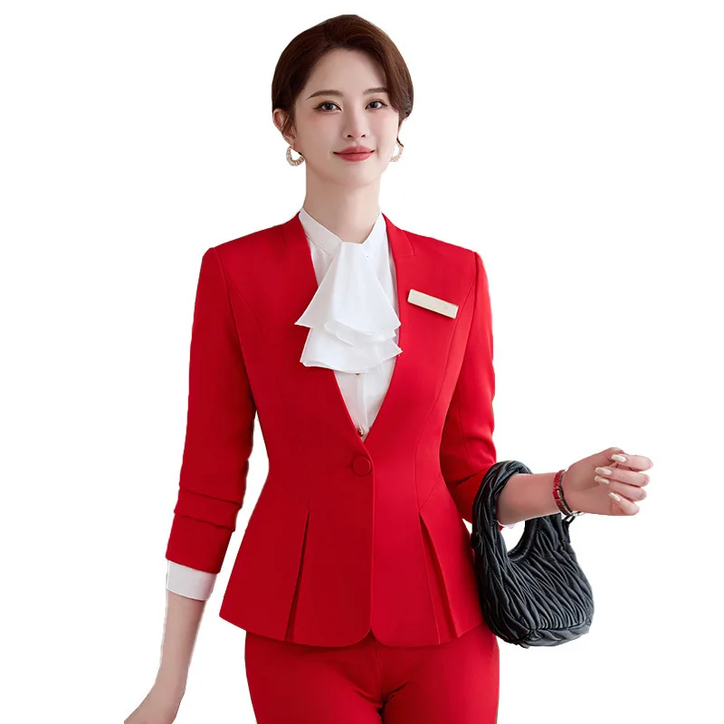 2025 الخريف الشتاء أنماط رسمية أنيقة المرأة بدلة عمل السترة والسراويل مجموعات OL أنماط المهنية بنطلون مجموعة