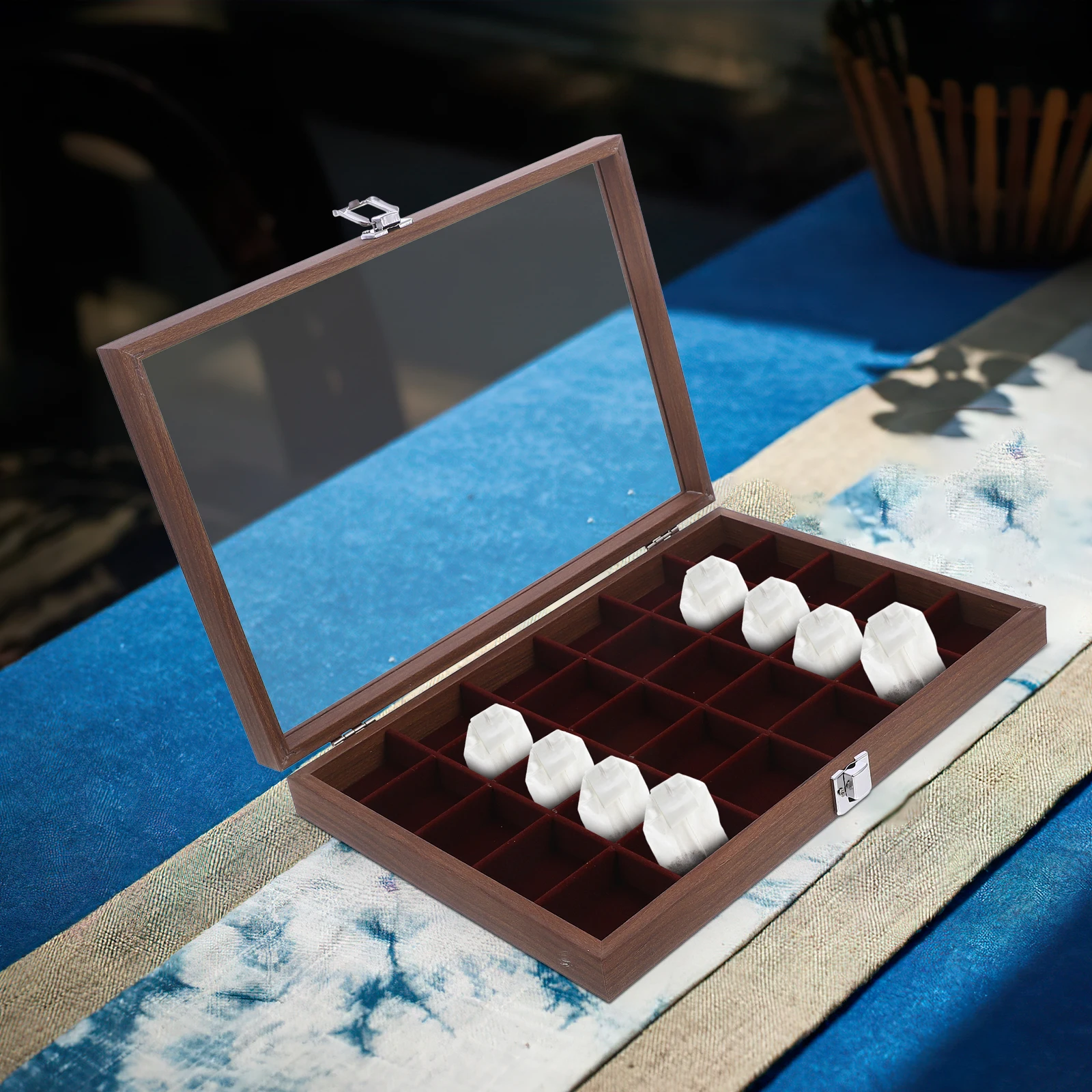 

30-Grid Tea Storage Box Transparent Glass Compartment Organizer Kitchen Coffee Station Candy Tea Bag Storage Box Container