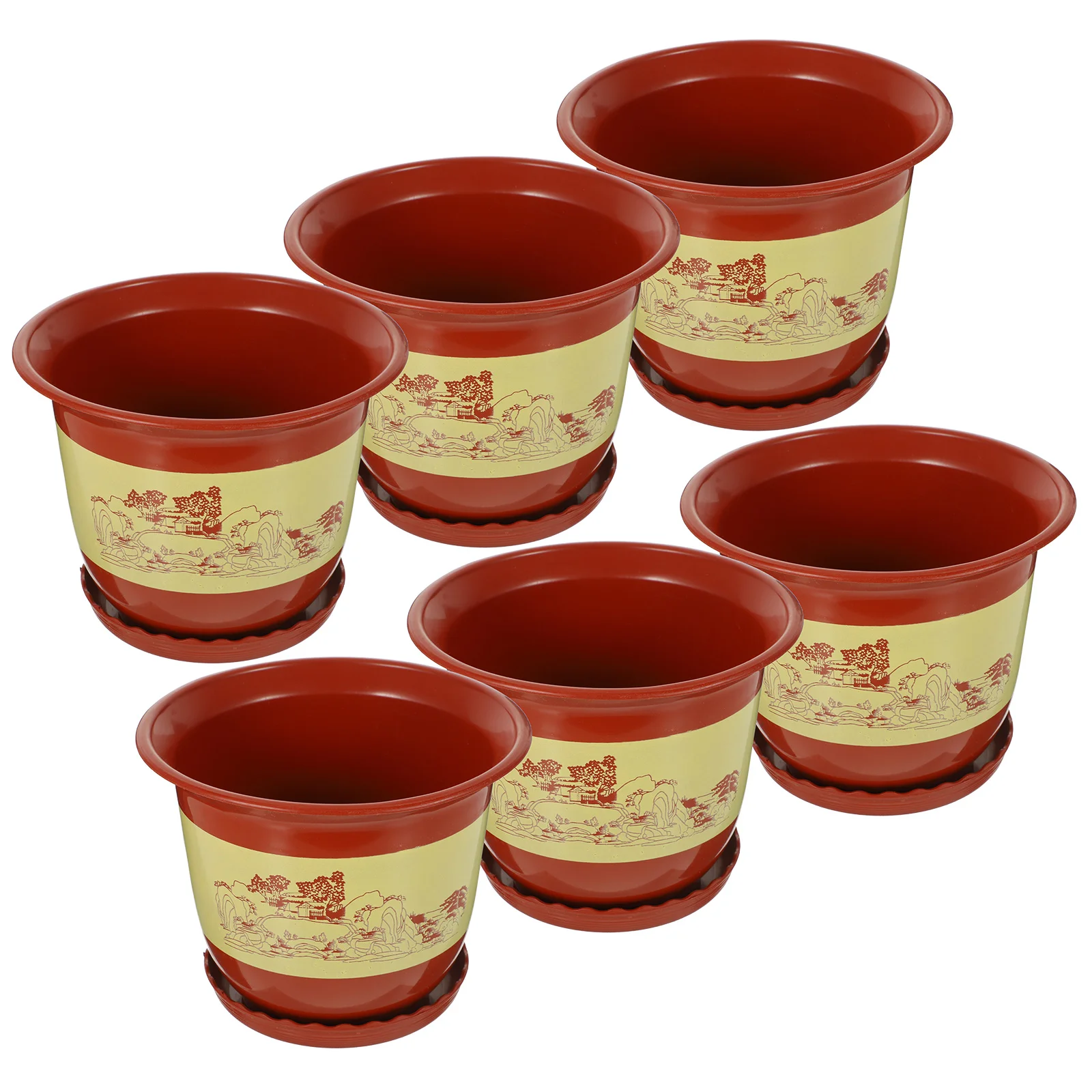 

6Sets Orchid Plant Pots Plastic Planters with Saucer Drainage Holes for Garden Balcony Indoor Plant Nursery and Succulent