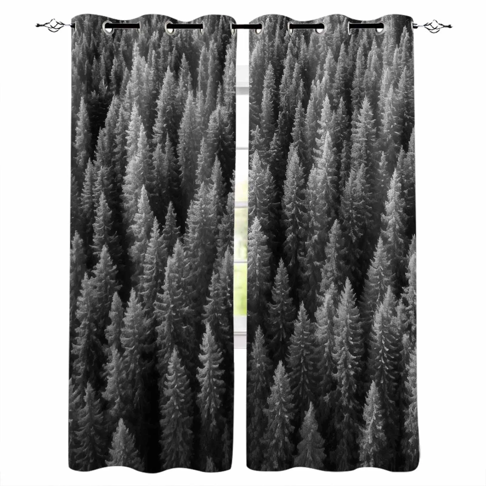 Wallpaper Forest Tree Autumn Living Room Bedroom Elegant Curtains For Kitchen The Room Window Treatments Drapes